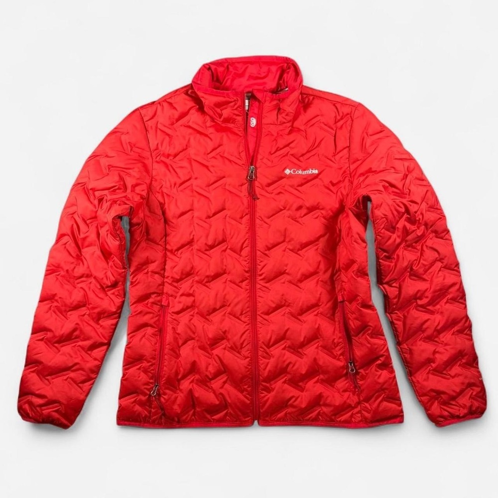 Columbia 650 Down Omni-Heat Red Quilted  Heat Sealed Puffer Jacket Women Size L